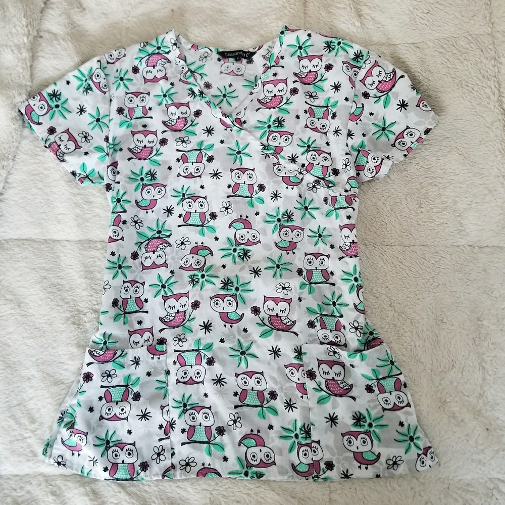 Owl kimono smal scrub top